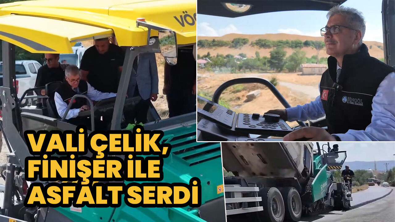 Vali Çelik, Finişer Kullanarak Asfalt Çalışmasına Katıldı
