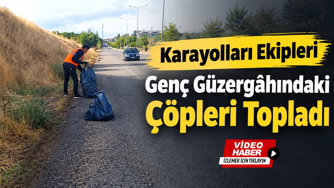 Karayolları Ekipleri Genç Güzergâhındaki Çöpleri Topladı