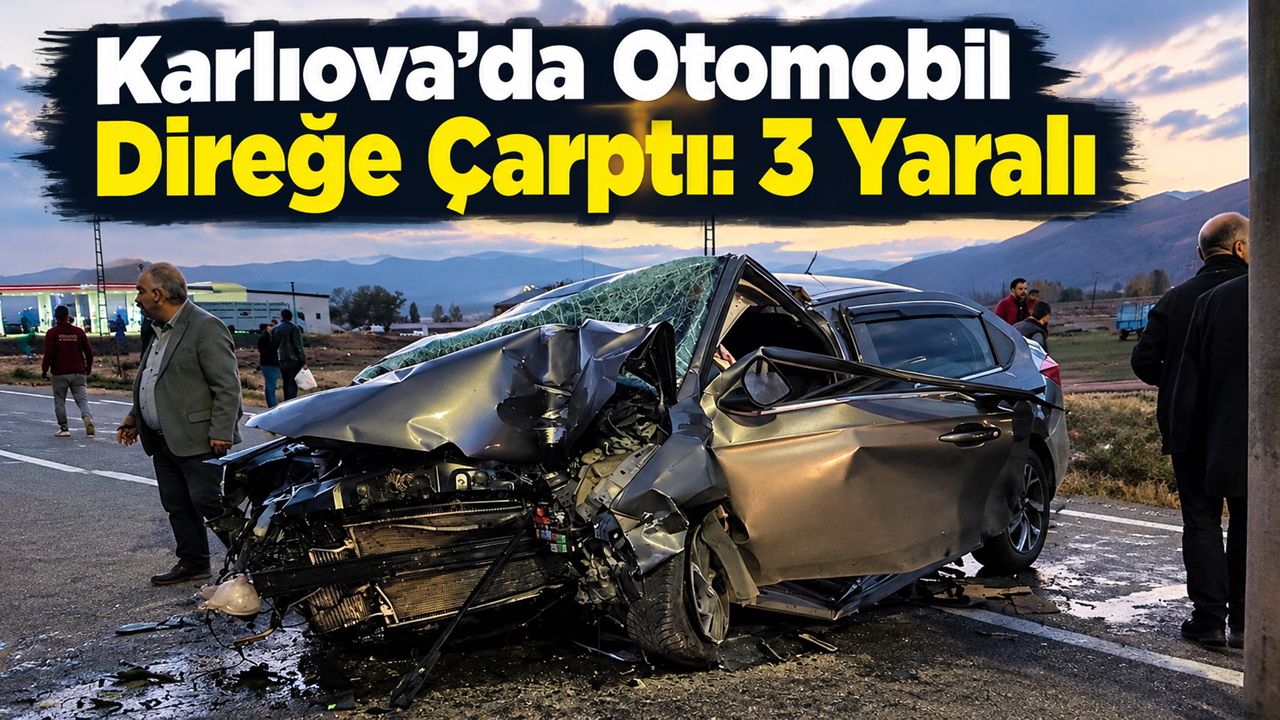 Karlıova’da Otomobil Direğe Çarptı: 3 Yaralı