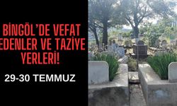 Bingöl’de Vefat Edenler Ve Taziye Yerleri