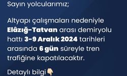 Tren Trafiğine 6 Gün Kapalı Olacak!