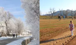 Hakkari'nin bir ilçesinde kış diğerinde bahar havası