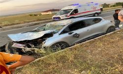 Seyir Halindeki Otomobil İneğe Çarptı: 1 Yaralı