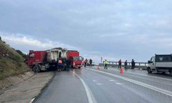 İki Kamyon Kafa Kafaya Çarpıştı, Sürücü Yaralandı