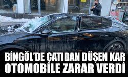Bingöl’de çatıdan düşen kar otomobile zarar verdi
