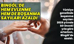 Bingöl’de Hem Evlenme Hem de Boşanma Sayıları Azaldı