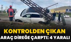 Kontrolden Çıkan Araç Direğe Çarptı: 4 Yaralı