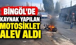 Bingöl’de Kaynak Yapılan Motosiklet Alev Aldı