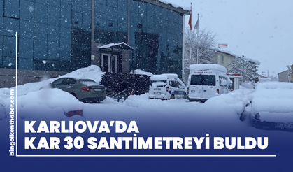Karlıova’da Kar 30 Santimetreyi Buldu