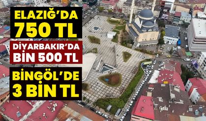 Elazığ’da 750 TL, Diyarbakır’da Bin 500 TL, Bingöl’de 3 Bin TL
