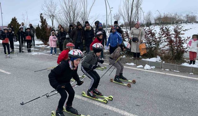 Kayaklı Koşu Yarışması Asfalt Yolda Yapıldı