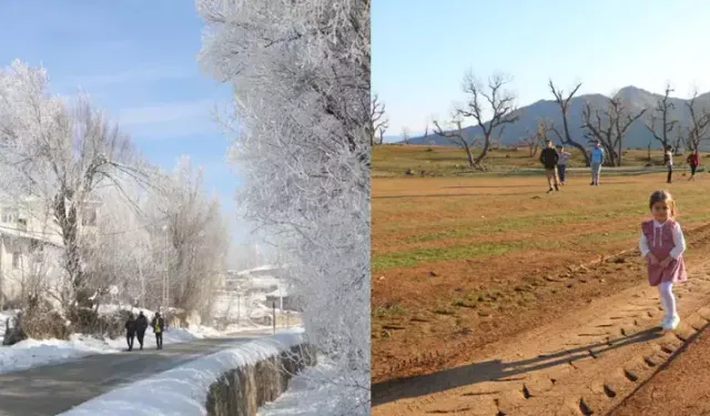 Hakkari'nin bir ilçesinde kış diğerinde bahar havası