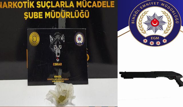 Bingöl'de Narkotik Madde ve Ruhsatsız Tüfek Ele Geçirildi