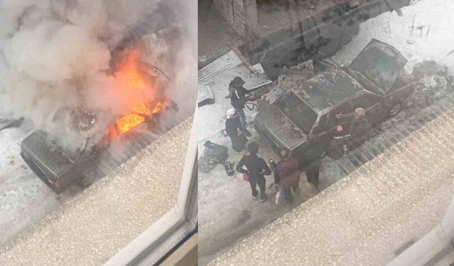 Elazığ'da Park Halindeki Otomobilde Yangın