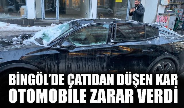 Bingöl’de çatıdan düşen kar otomobile zarar verdi