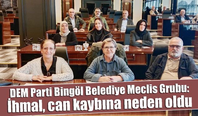 DEM Parti Bingöl Belediye Meclis Grubu:  İhmal, can kaybına neden oldu