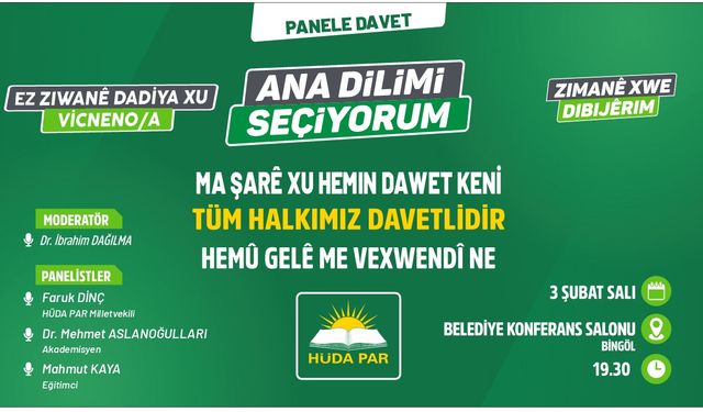 HÜDA PAR, Bingöl'de "Ana Dilimi Seçiyorum" Paneli Düzenleyecek
