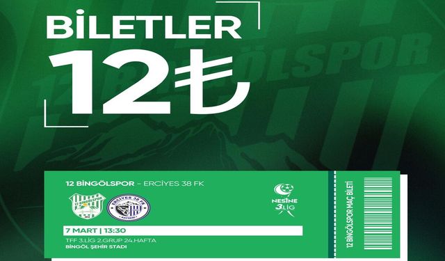 12 Bingölspor, Bilet Fiyatını 12 Liraya Çekti
