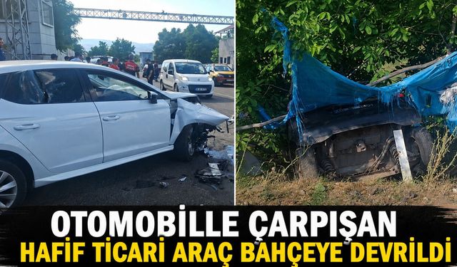 Genç'te Otomobille Çarpışan Hafif Ticari Araç Bahçeye Devrildi