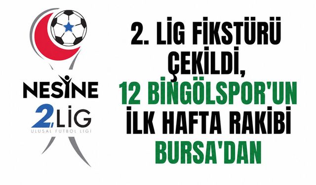 2. Lig Fikstürü Çekildi, 12 Bingölspor’un İlk Hafta Rakibi Bursa’dan