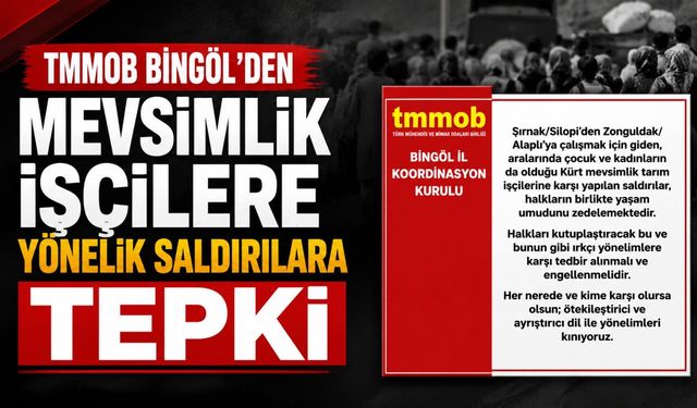 TMMOB Bingöl’den Mevsimlik İşçilere Yönelik Saldırılara Tepki
