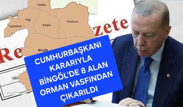 Bingöl'de 8 Yer Orman Vasfından Çıkartıldı!