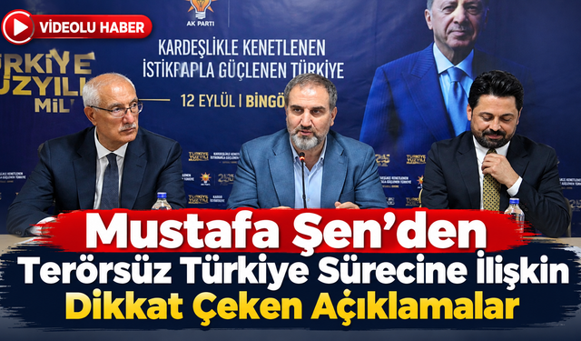 Mustafa Şen’den Terörsüz Türkiye Sürecine İlişkin Dikkat Çeken Açıklamalar