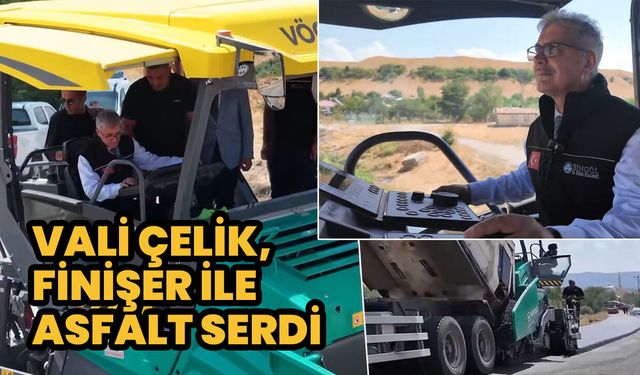 Vali Çelik, Finişer Kullanarak Asfalt Çalışmasına Katıldı