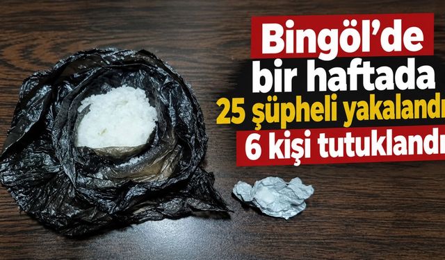 Bingöl’de bir haftada 25 şüpheli yakalandı, 6 kişi tutuklandı
