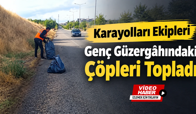 Karayolları Ekipleri Genç Güzergâhındaki Çöpleri Topladı