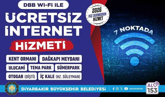 Diyarbakır'da 7 Noktada Ücretsiz İnternet Hizmeti