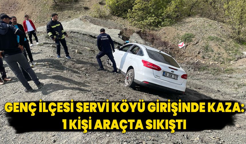 Genç İlçesi Servi Köyü Girişinde Kaza: 1 Kişi Araçta Sıkıştı