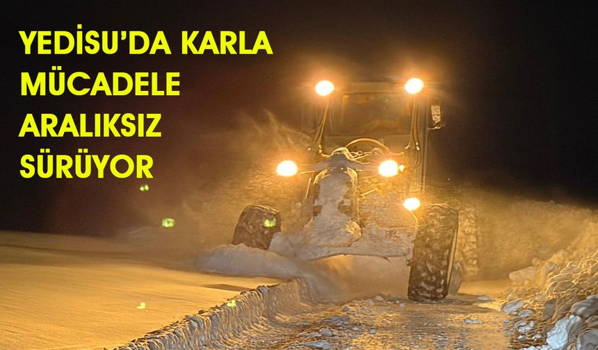 Yedisu İlçesinde Karla Mücadele Aralıksız Sürüyor