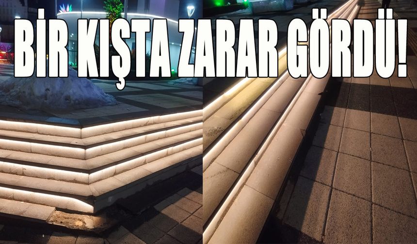 Bingöl'de Kent Meydanı'nda Karla Mücadeleden Kalma Tahribat