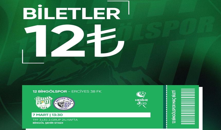 12 Bingölspor, Bilet Fiyatını 12 Liraya Çekti