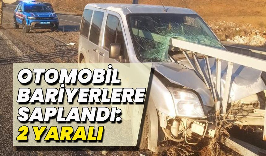 Araç Bariyerlere Saplandı: 2 Yaralı