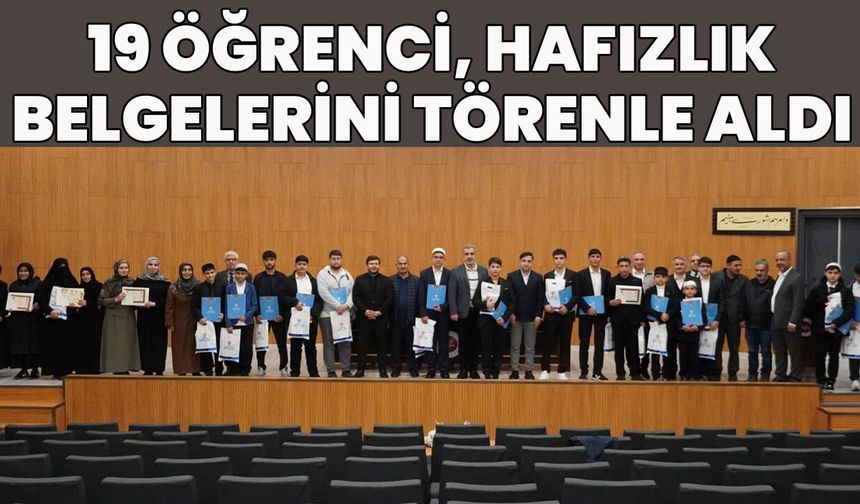 Bingöl’de 19 Öğrenci, Hafızlık Belgesi Aldı