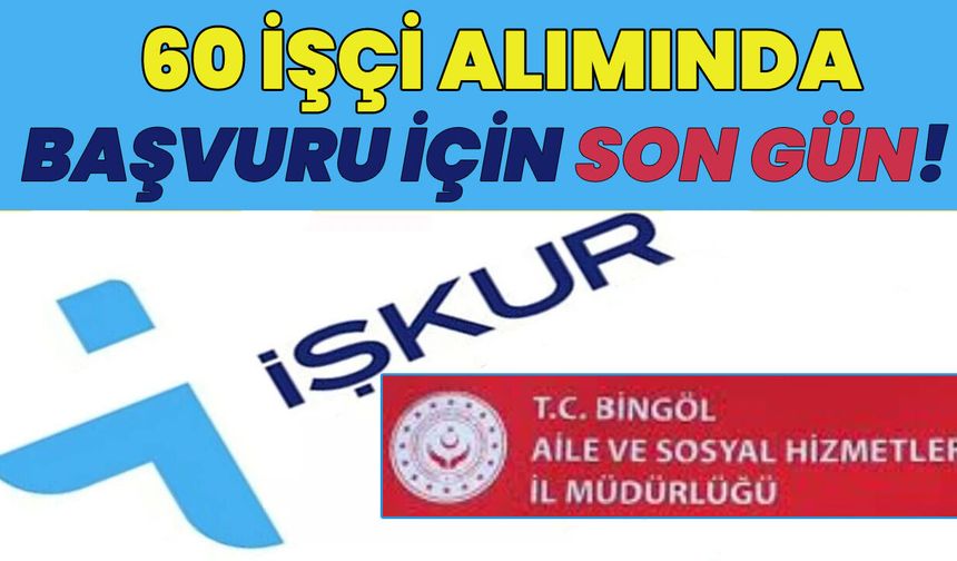 Bingöl'de 60 İşçi Alımı Başvurularında Son Gün!