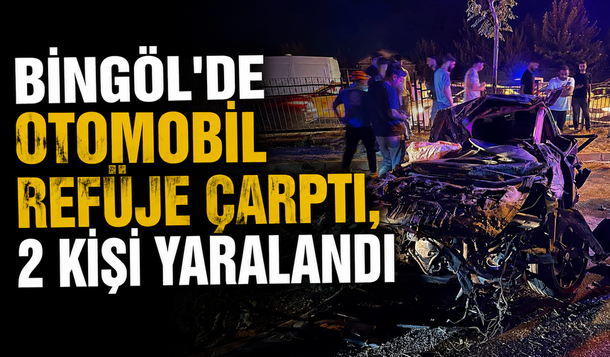 Bingöl'de Otomobil Refüje Çarptı, 2 Kişi Yaralandı