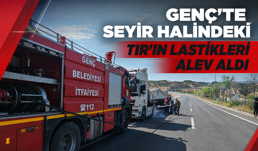 Genç’te Seyir Halindeki TIR’ın Lastikleri Alev Aldı