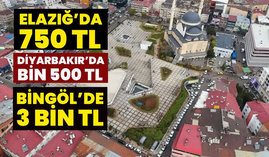 Elazığ’da 750 TL, Diyarbakır’da Bin 500 TL, Bingöl’de 3 Bin TL