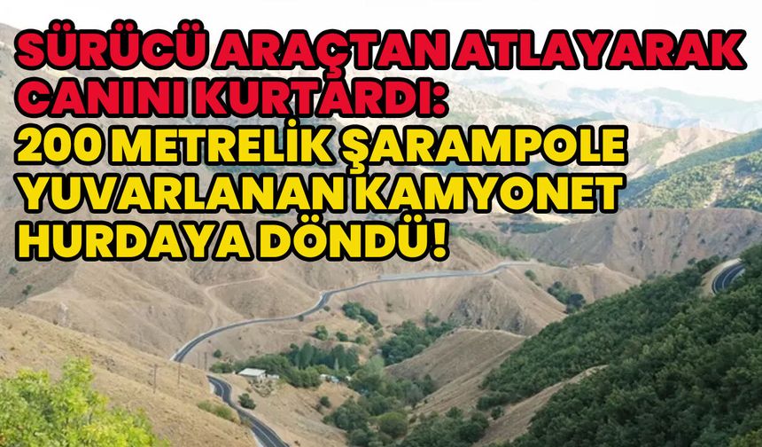 Bingöl'de 200 Metrelik Şarampole Yuvarlandı: Kamyonet Sürücüsü Sağ Kurtuldu