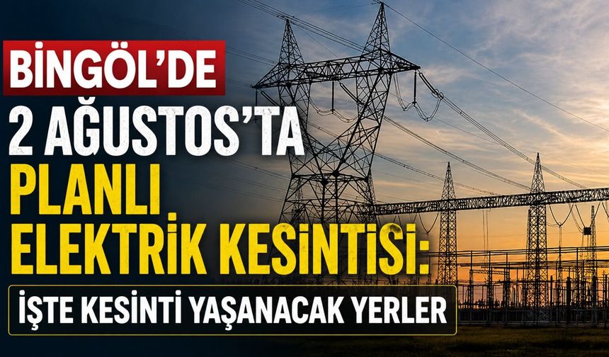 Bingöl'de 2 Ağustos'ta Planlı Elektrik Kesintisi: İşte Kesinti Yaşanacak Yerler