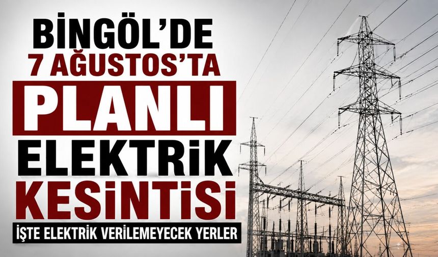 Bingöl'de 7 Ağustos'ta Planlı Elektrik Kesintisi: İşte Elektrik Verilemeyecek Yerler