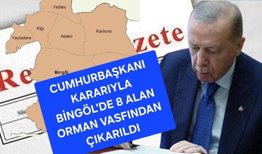 Bingöl'de 8 Yer Orman Vasfından Çıkartıldı!