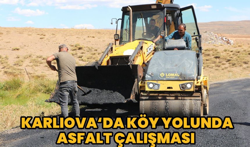 Karlıova’da Köy Yolunda Asfalt Çalışması