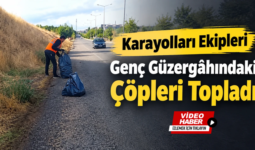 Karayolları Ekipleri Genç Güzergâhındaki Çöpleri Topladı