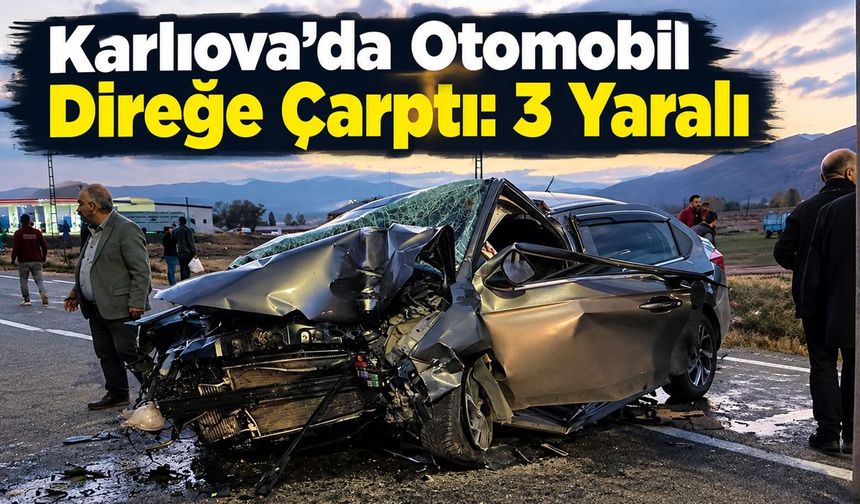 Karlıova’da Otomobil Direğe Çarptı: 3 Yaralı