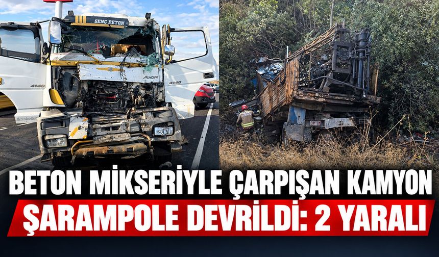 Bingöl'de Beton Mikseriyle Çarpışan Kamyon Şarampole Devrildi: 2 Yaralı